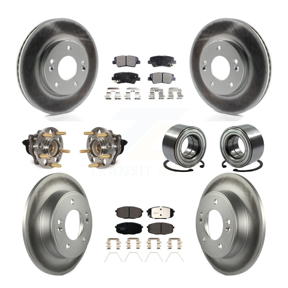 Hub Bearing Coated Brake Rotor Pads Front Rear Kit (10Pc) For 2014-2016 Kia Soul