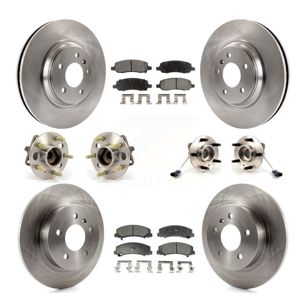 Hub Bearing Brake Rotor & Pad Front Rear Kit (10Pc) For 06-11 Buick Lucerne 4.6L