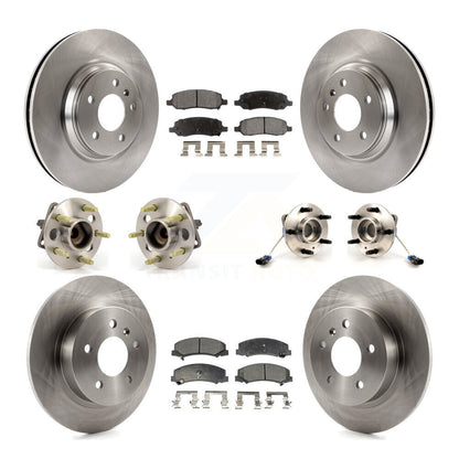 Hub Bearing Brake Rotor & Pad Front Rear Kit (10Pc) For 06-11 Buick Lucerne 4.6L