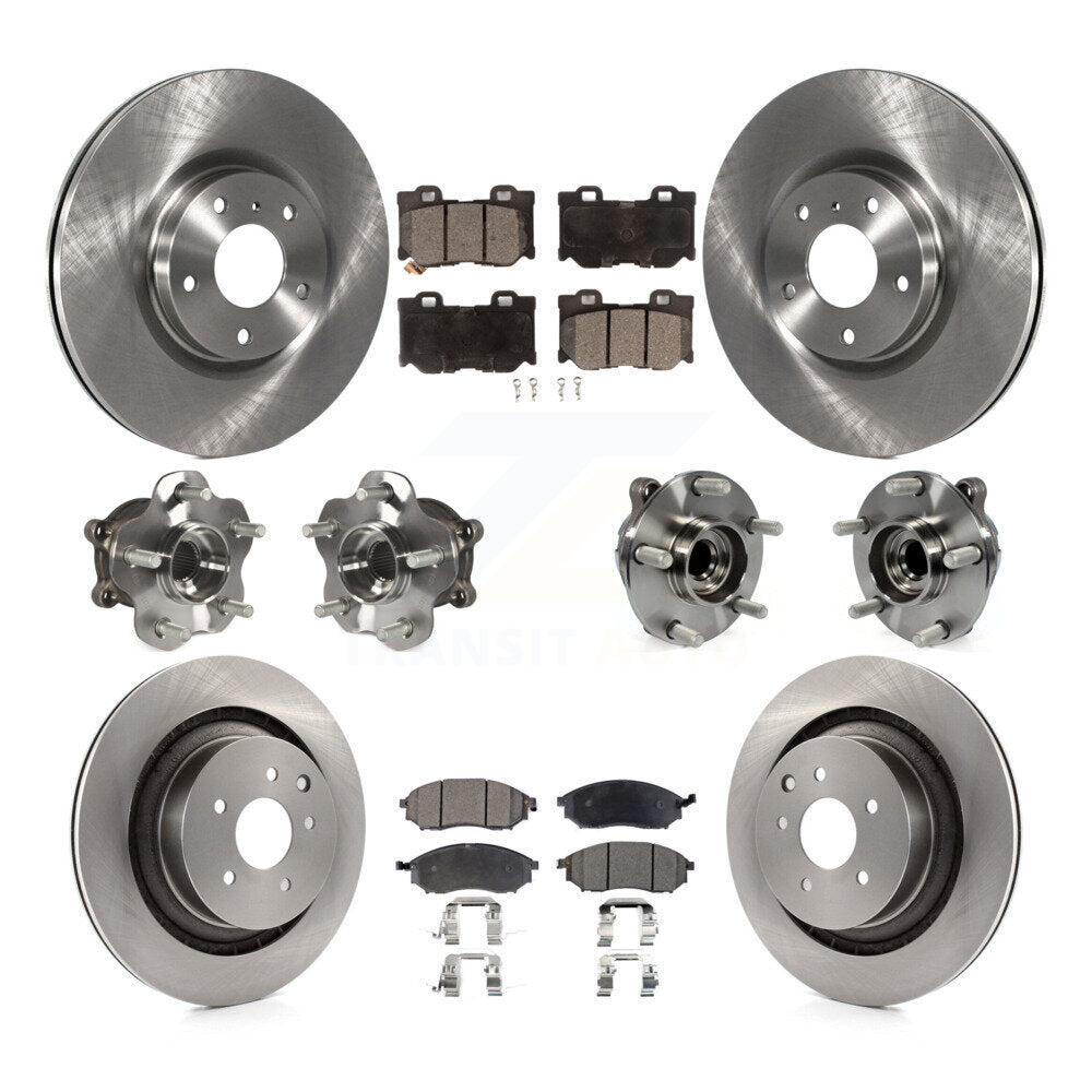 Hub Bearings Disc Brake Rotors And Pads Front Rear Kit (10Pc) For Nissan 370Z