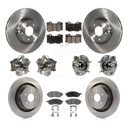 Hub Bearings Disc Brake Rotors And Pads Front Rear Kit (10Pc) For Nissan 370Z