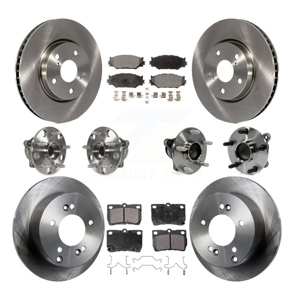 Hub Bearings Disc Brake Rotors And Pads Front Rear Kit (10Pc) For Lexus IS250