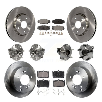 Hub Bearings Disc Brake Rotors And Pads Front Rear Kit (10Pc) For Lexus IS250