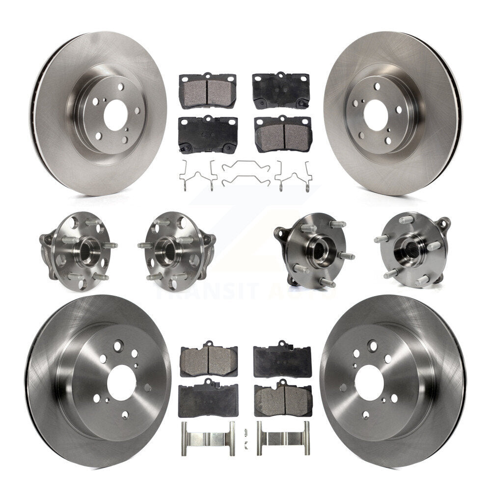 Hub Bearing Disc Brake Rotor And Pad Front Rear Kit (10Pc) For Lexus GS350 IS350