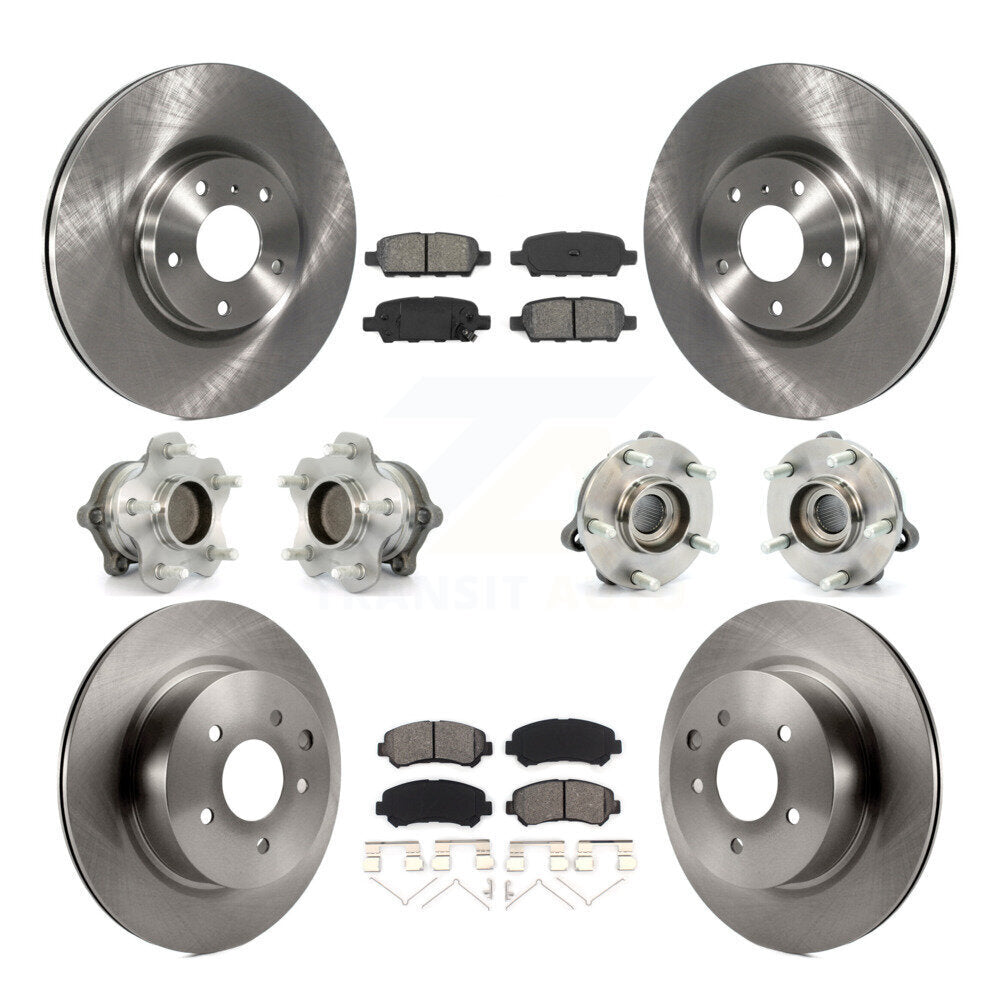 Hub Bearings Disc Brake Rotors And Pads Front Rear Kit (10Pc) For Nissan Maxima