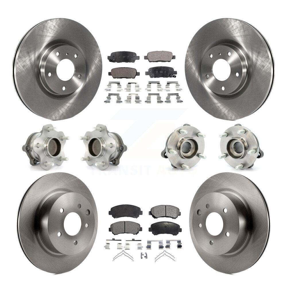 Hub Bearings Disc Brake Rotors And Pads Front Rear Kit (10Pc) For Nissan Maxima