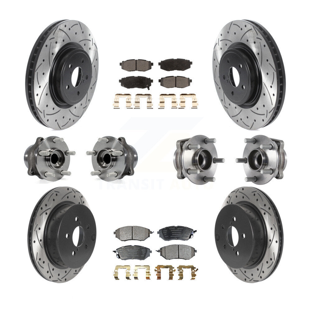 Hub Bearing Coat Brake Rotor Pads Front Rear Kit (10Pc) For Subaru Forester 2.0L