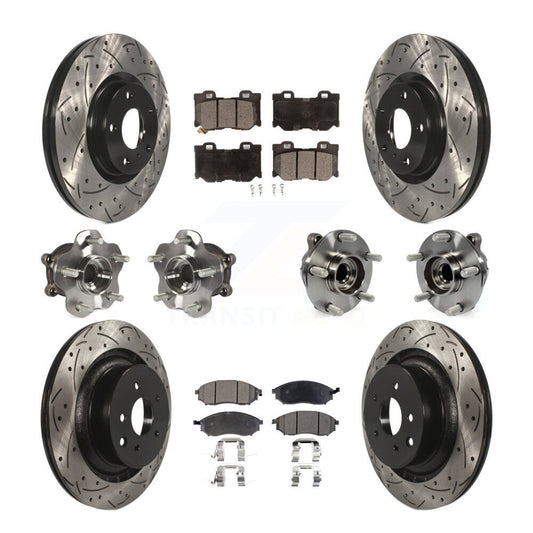 Hub Bearing Coated Disc Brake Rotor & Pads Front Rear Kit (10Pc) For Nissan 370Z