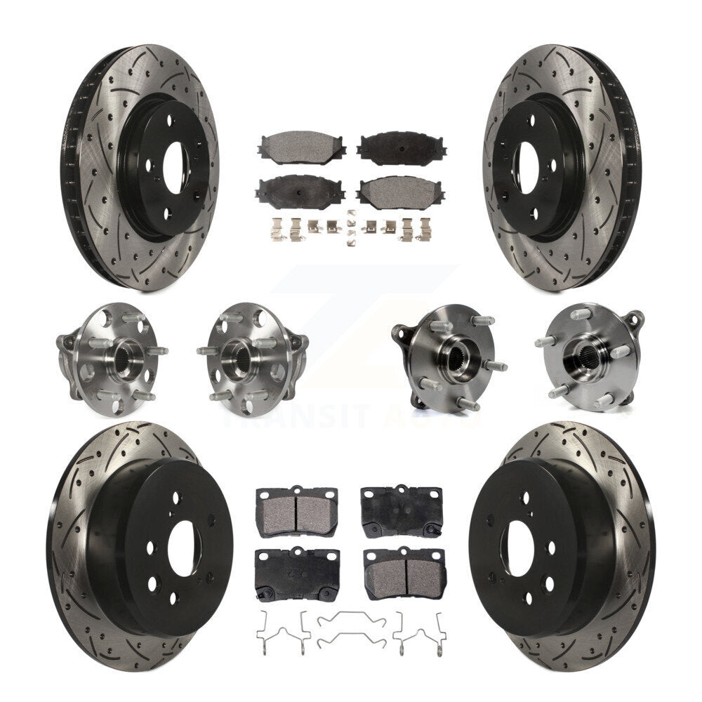 Hub Bearing Coated Disc Brake Rotor & Pads Front Rear Kit (10Pc) For Lexus IS250
