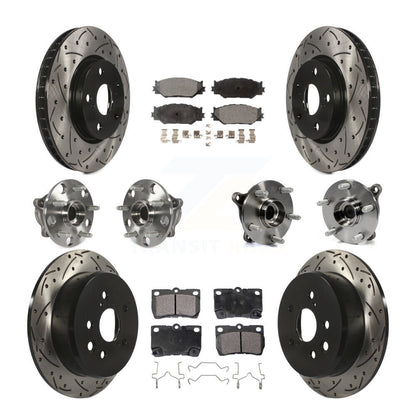 Hub Bearing Coated Disc Brake Rotor & Pads Front Rear Kit (10Pc) For Lexus IS250