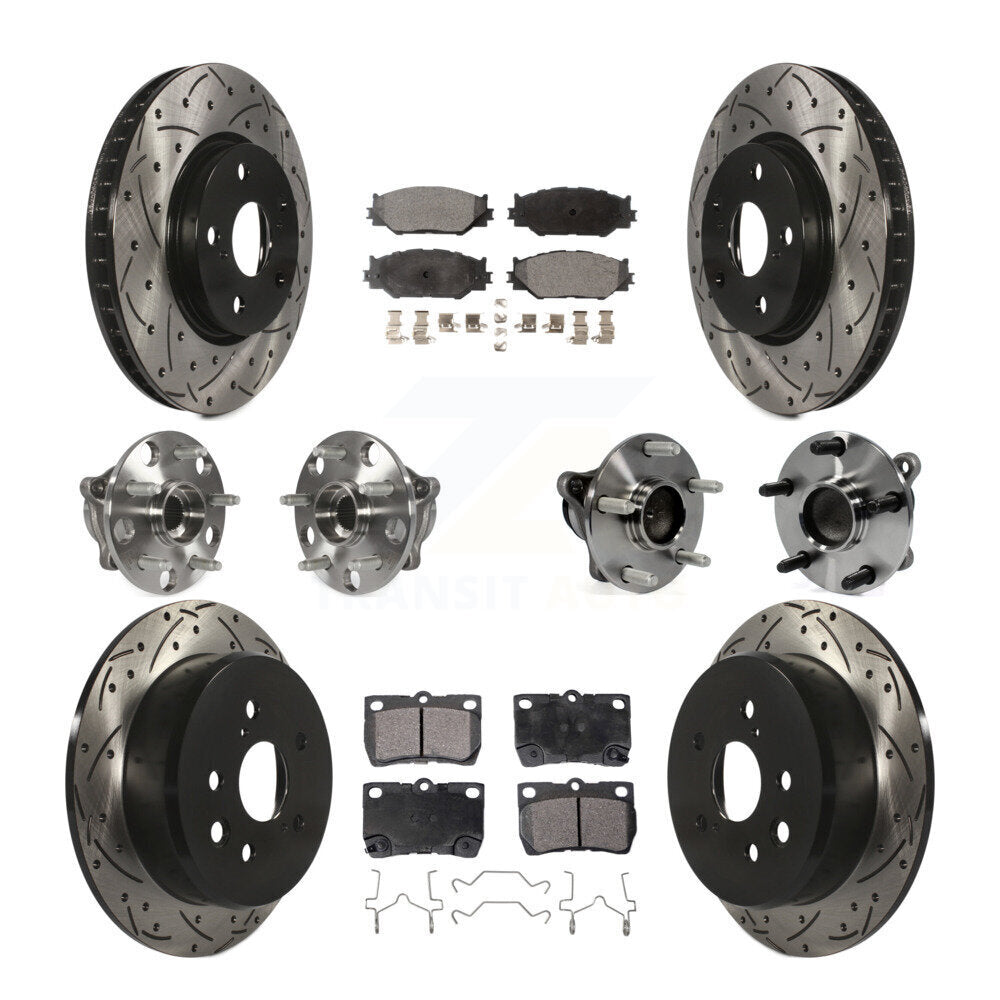 Hub Bearing Coated Disc Brake Rotor & Pads Front Rear Kit (10Pc) For Lexus IS250