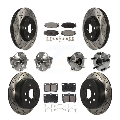 Hub Bearing Coated Disc Brake Rotor & Pads Front Rear Kit (10Pc) For Lexus IS250