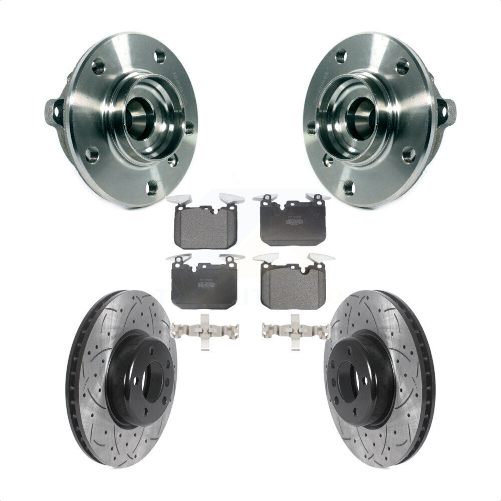 Hub Bearing Drilled Slot Brake Rotor Pad Front Kit For BMW 328i xDrive 320i 228i