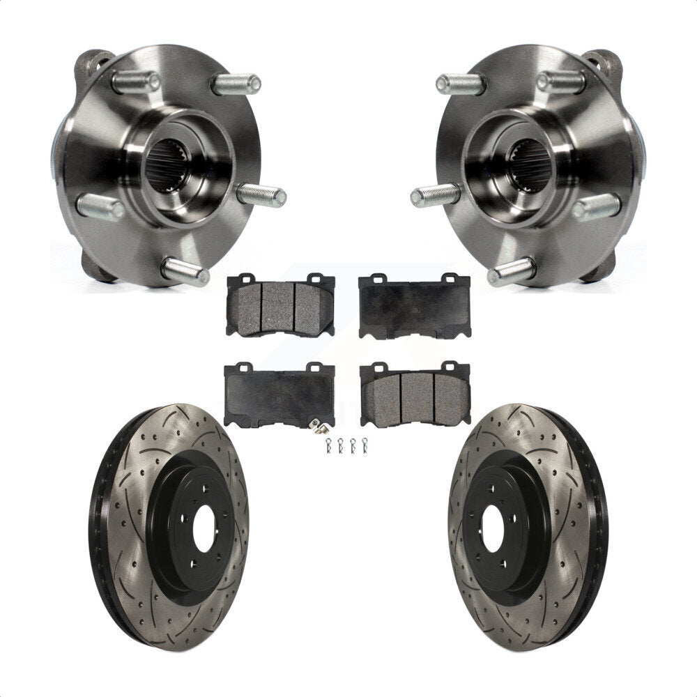 Hub Bearing Drilled Slot Brake Rotor Pad Front Kit For INFINITI Q50 Q60 M37 FX50