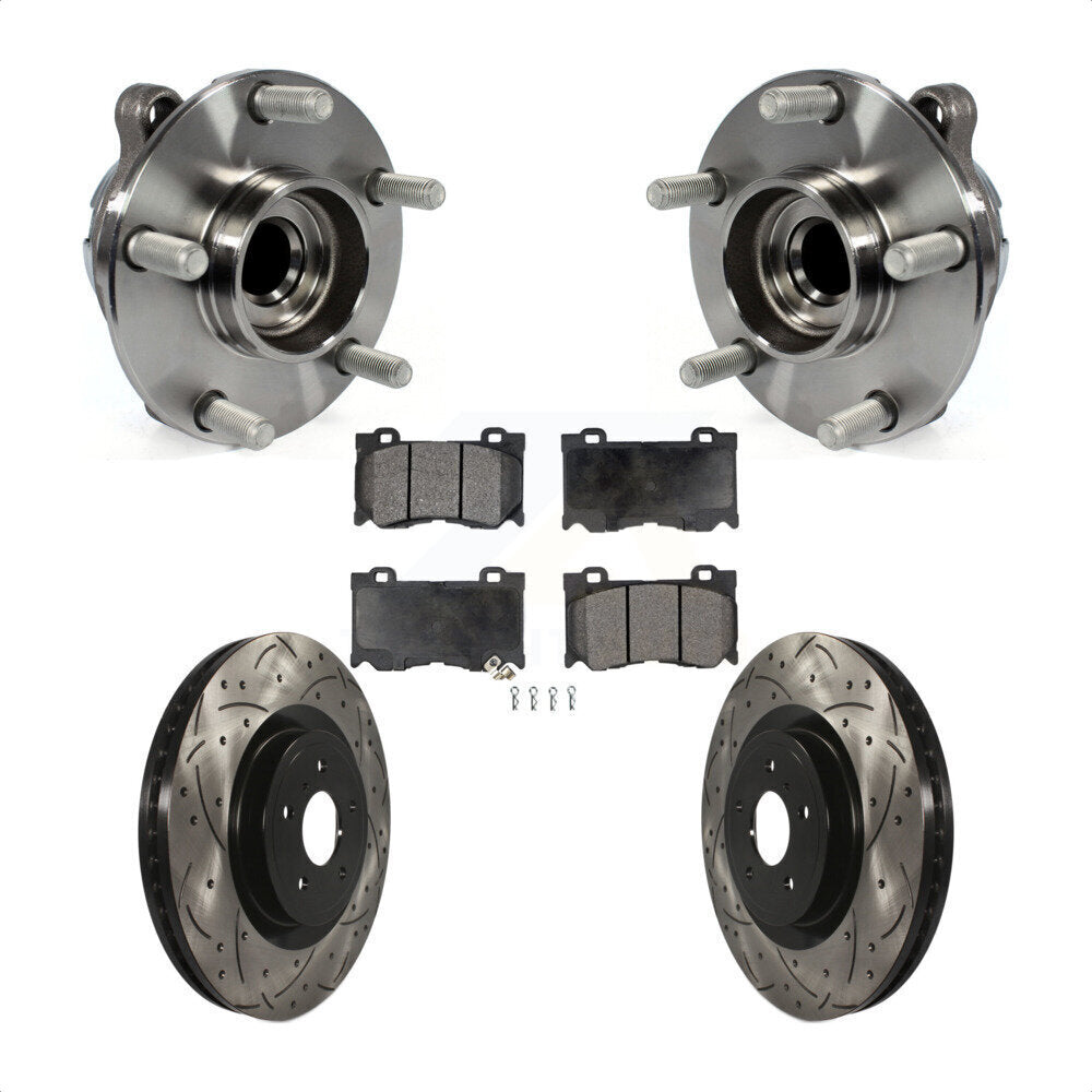 Hub Bearing Drill Slot Brake Rotor Pad Front Kit For INFINITI Q50 G37 Nissan Q60