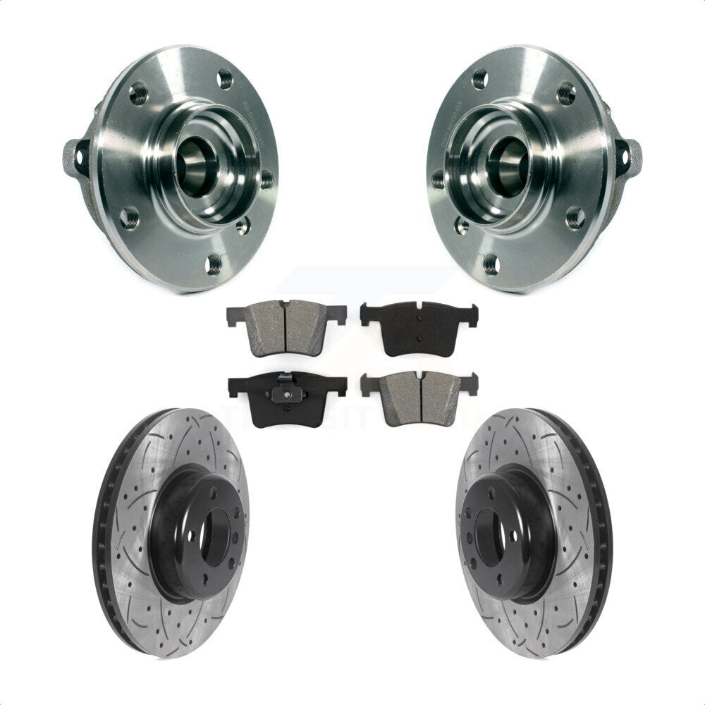 Hub Bearing Assembly Drill Slot Brake Rotor Pad Front Kit For BMW 335i xDrive GT