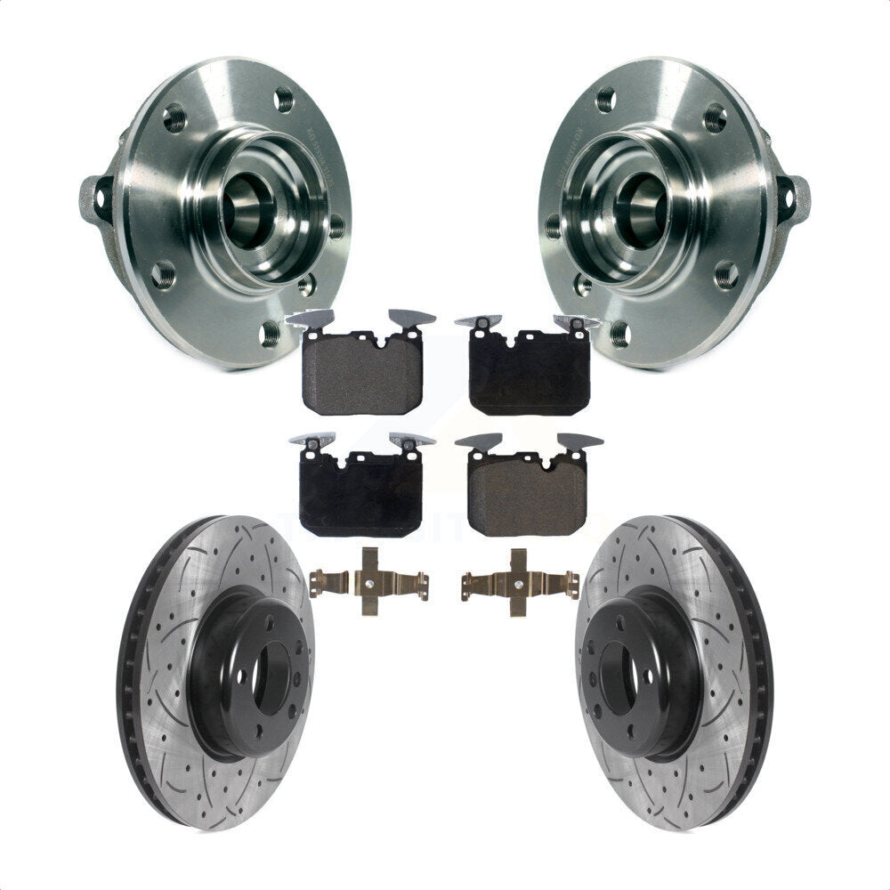 Hub Bearing Drilled Slot Brake Rotor Pad Front Kit For BMW 328i xDrive 320i 228i