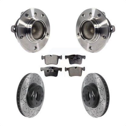 Hub Bearing Assembly Coated Drilled Slot Brake Rotor Pads Front Kit For BMW 335i