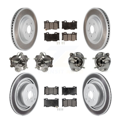 Hub Bearing Coated Brake Rotor & Pads Front Rear Kit (10Pc) For INFINITI G37 RWD