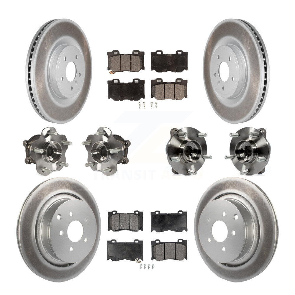Hub Bearing Coated Disc Brake Rotor Pads Front Rear Kit (10Pc) For INFINITI FX50