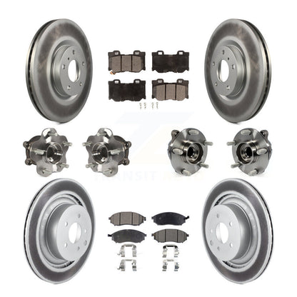 Hub Bearing Coated Disc Brake Rotor & Pads Front Rear Kit (10Pc) For Nissan 370Z