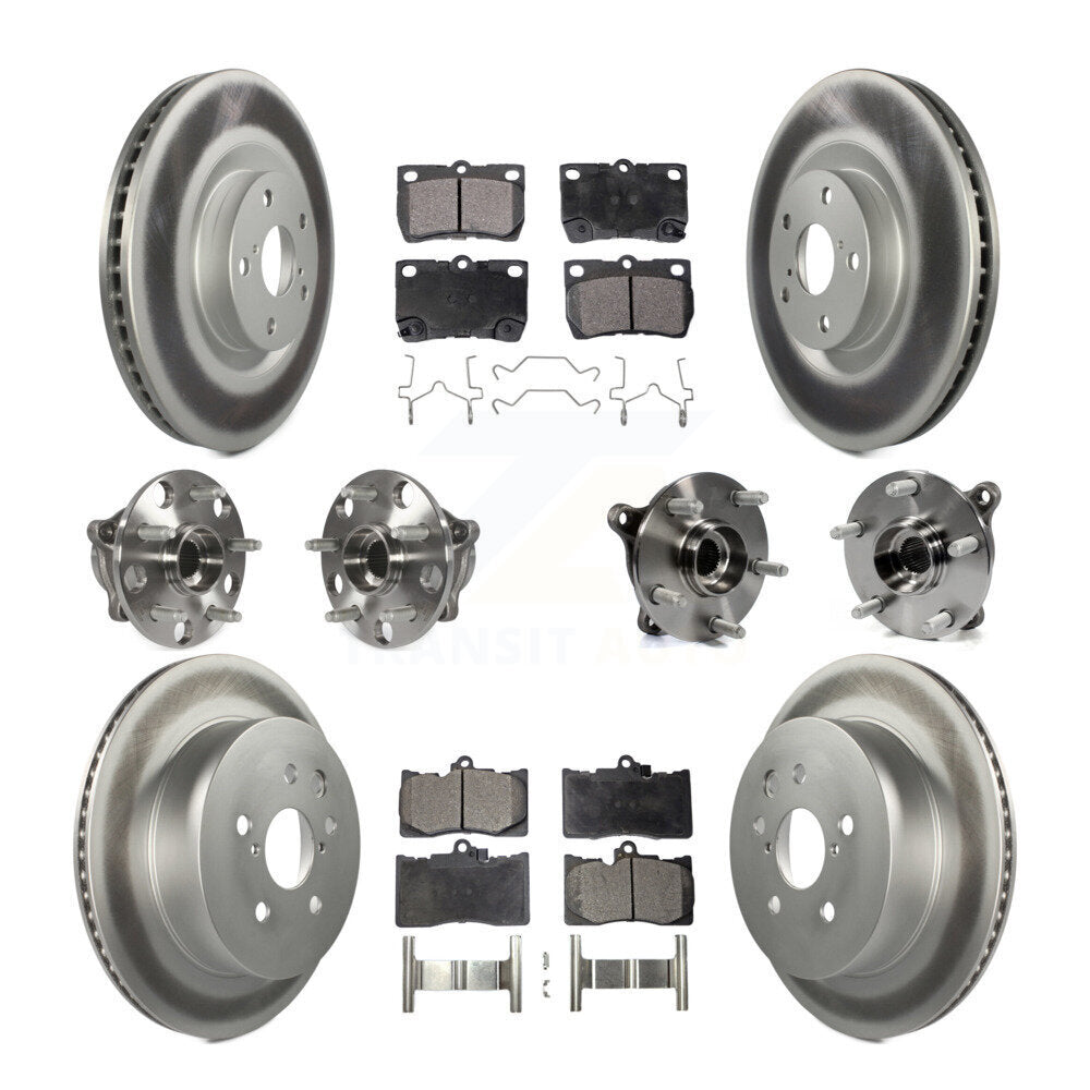 Hub Bearing Coated Brake Rotor & Pad Front Rear Kit (10Pc) For Lexus GS350 IS350