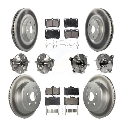 Hub Bearing Coated Brake Rotor & Pad Front Rear Kit (10Pc) For Lexus GS350 IS350