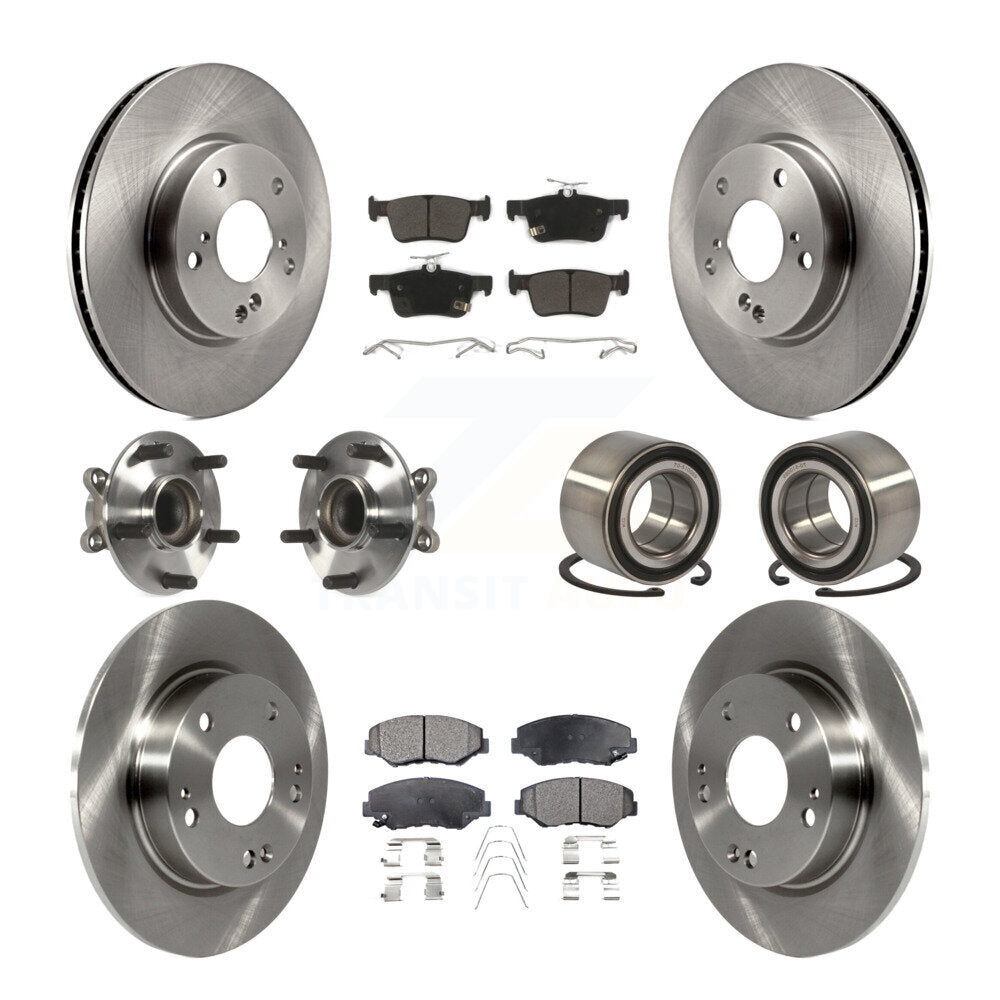 Wheel Hub Bearing Disc Brake Rotor And Pad Front Rear Kit (10Pc) For Honda Civic