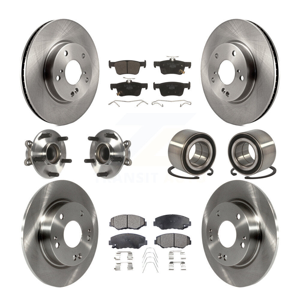 Wheel Hub Bearing Disc Brake Rotor And Pad Front Rear Kit (10Pc) For Honda Civic