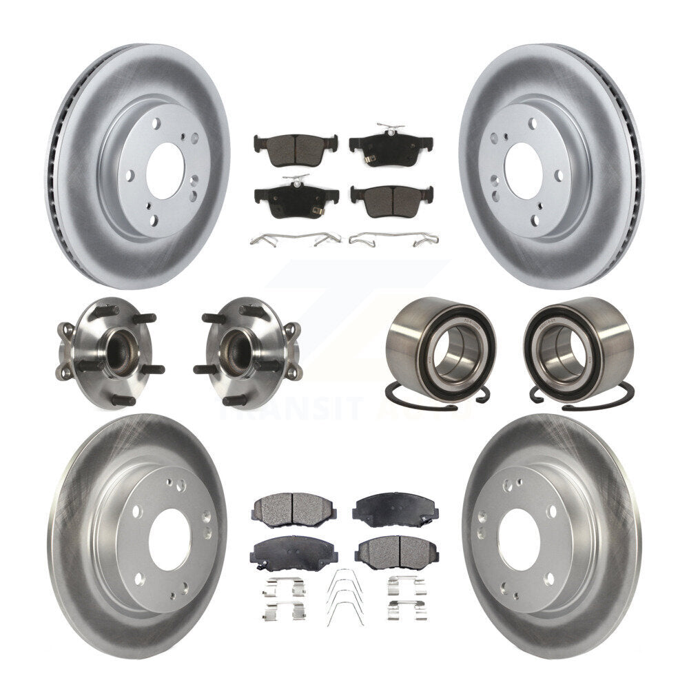 Hub Bearing Coated Disc Brake Rotor & Pads Front Rear Kit (10Pc) For Honda Civic