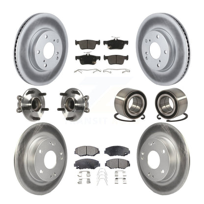 Hub Bearing Coated Disc Brake Rotor & Pads Front Rear Kit (10Pc) For Honda Civic