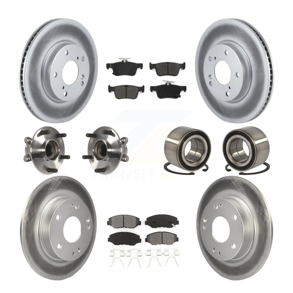 Hub Bearing Coated Disc Brake Rotor & Pads Front Rear Kit (10Pc) For Honda Civic