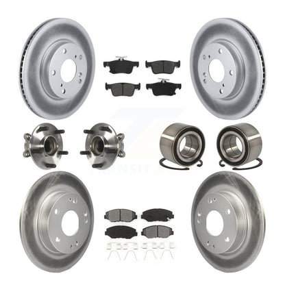 Hub Bearing Coated Disc Brake Rotor & Pads Front Rear Kit (10Pc) For Honda Civic