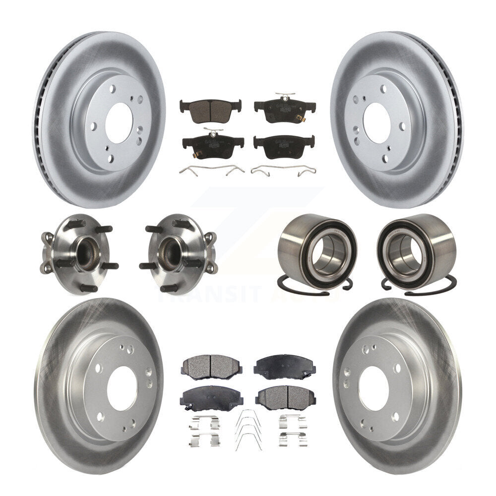 Hub Bearing Coated Disc Brake Rotor & Pads Front Rear Kit (10Pc) For Honda Civic