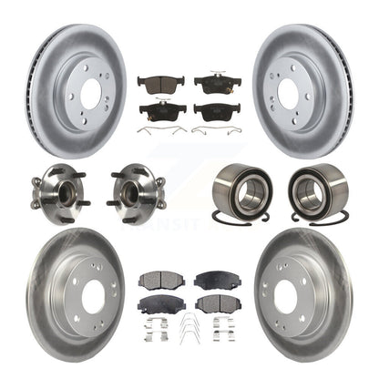 Hub Bearing Coated Disc Brake Rotor & Pads Front Rear Kit (10Pc) For Honda Civic