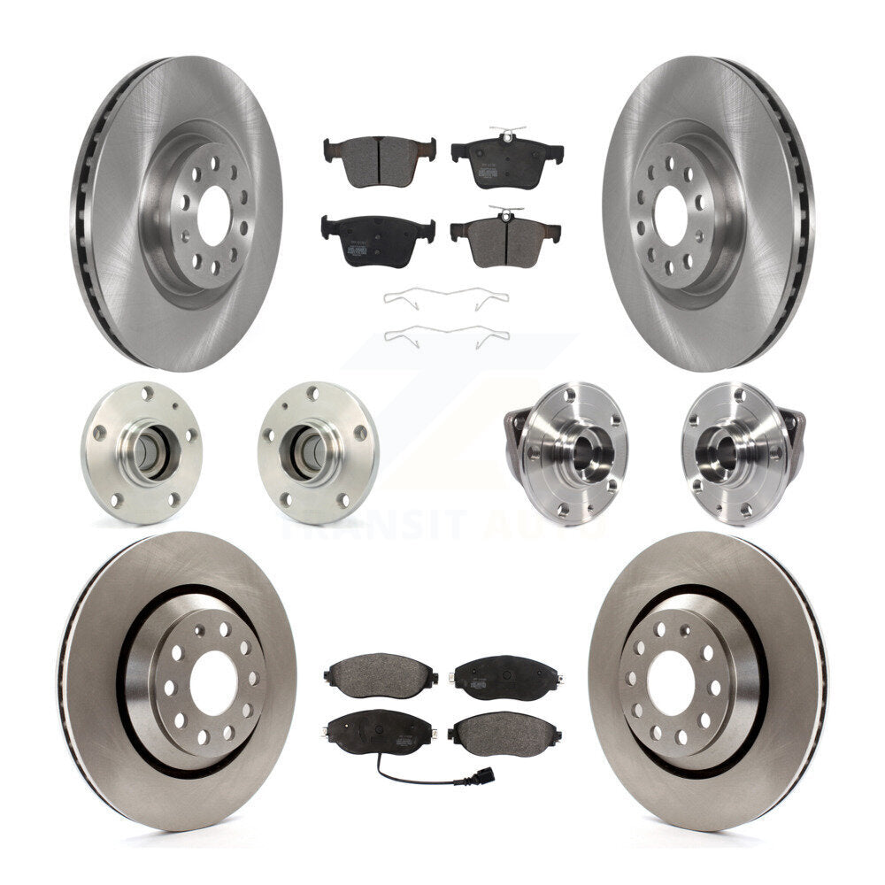 Hub Bearing Disc Brake Rotor Pad Front Rear Kit (10Pc) For Volkswagen Arteon FWD