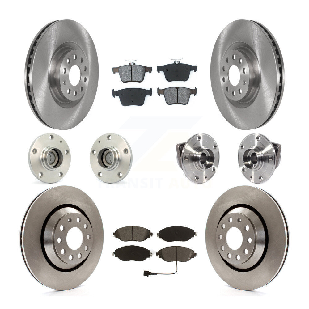 Hub Bearing Disc Brake Rotor Pad Front Rear Kit (10Pc) For Volkswagen Arteon FWD