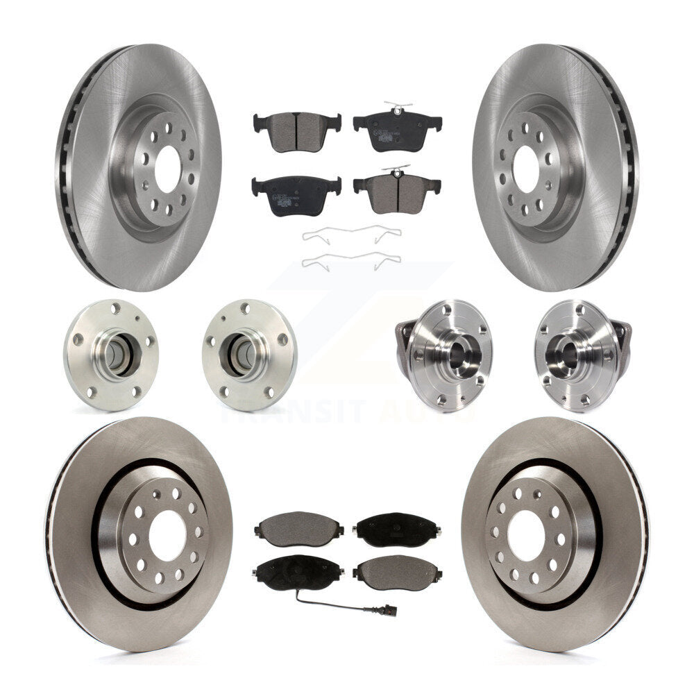 Hub Bearing Disc Brake Rotor Pad Front Rear Kit (10Pc) For Volkswagen Arteon FWD