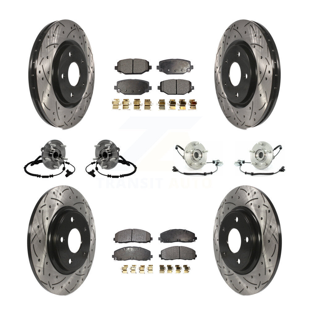 Hub Bearing Coated Brake Rotor & Pad Front Rear Kit (10Pc) For Volkswagen Routan