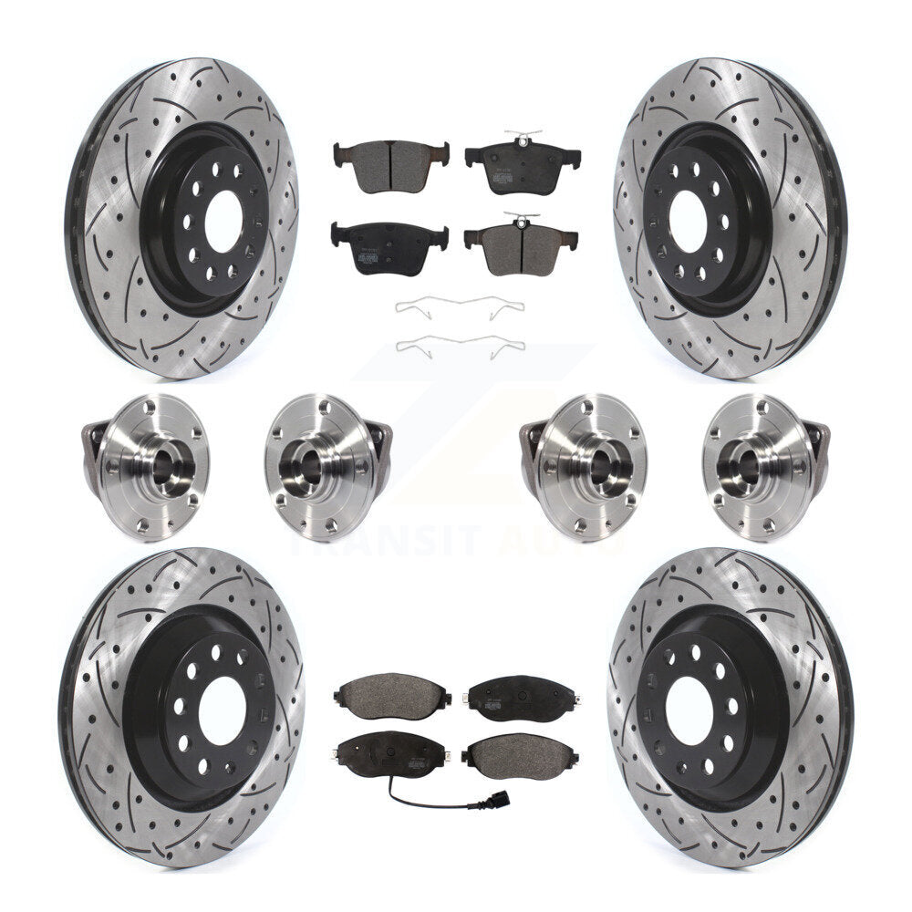 Hub Bearing Coated Brake Rotor Pads Front Rear Kit (10Pc) For Audi Q3 Volkswagen