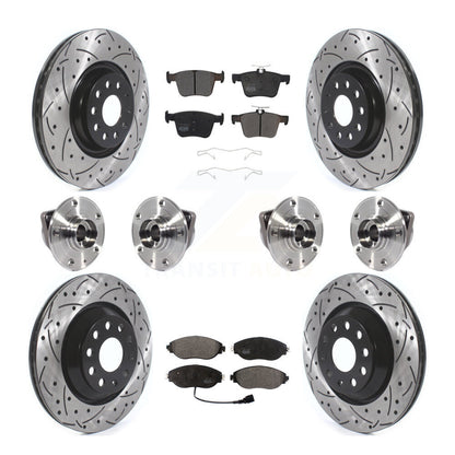 Hub Bearing Coated Brake Rotor Pads Front Rear Kit (10Pc) For Audi Q3 Volkswagen