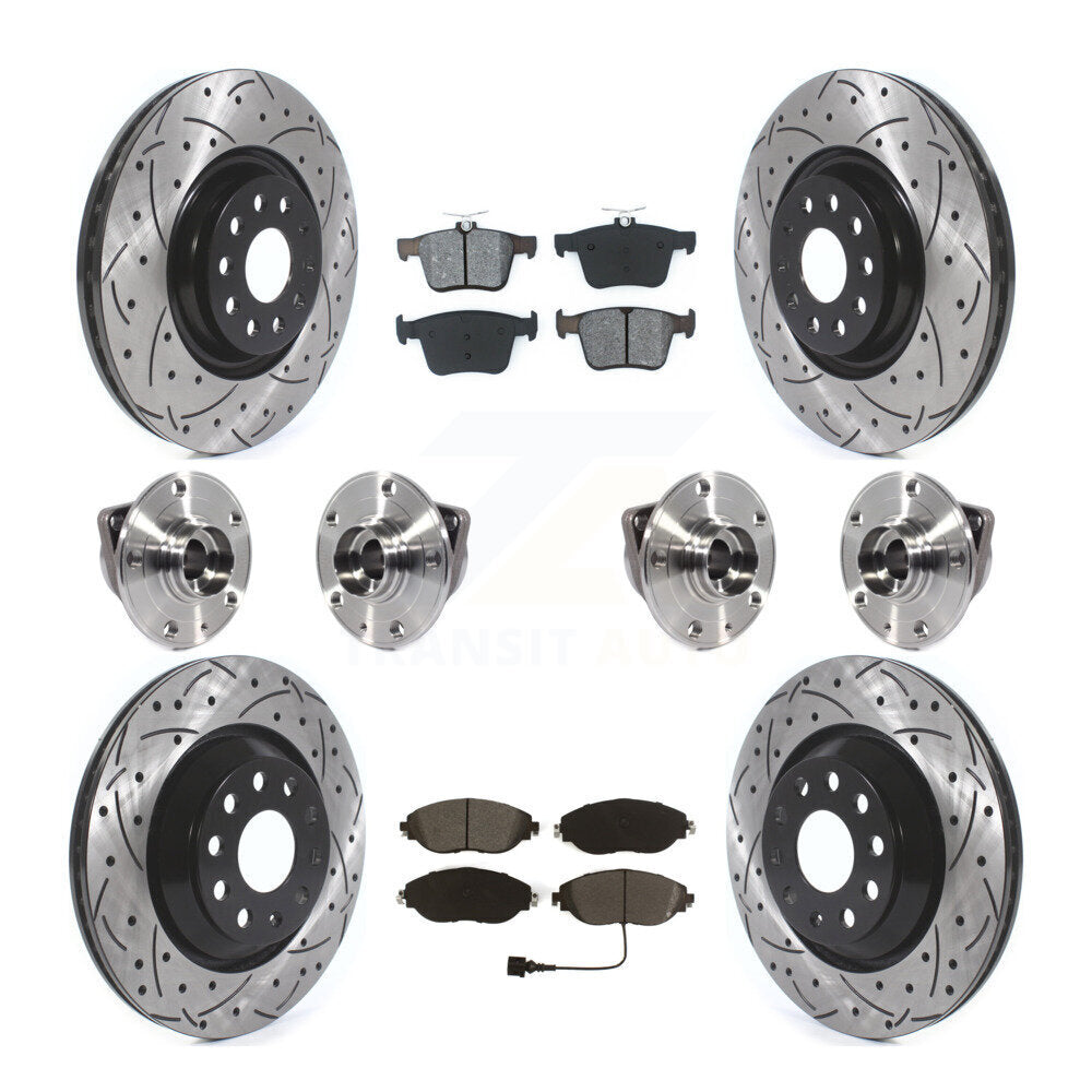 Hub Bearing Coated Brake Rotor Pads Front Rear Kit (10Pc) For Audi Q3 Volkswagen