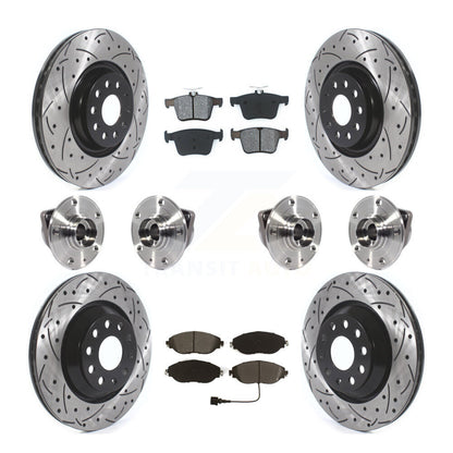 Hub Bearing Coated Brake Rotor Pads Front Rear Kit (10Pc) For Audi Q3 Volkswagen