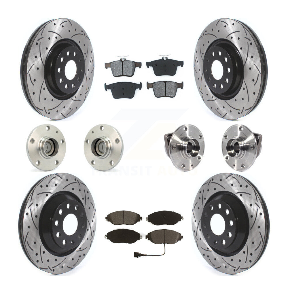 Hub Bearing Coat Brake Rotor Pad Front Rear Kit (10Pc) For Volkswagen Arteon FWD