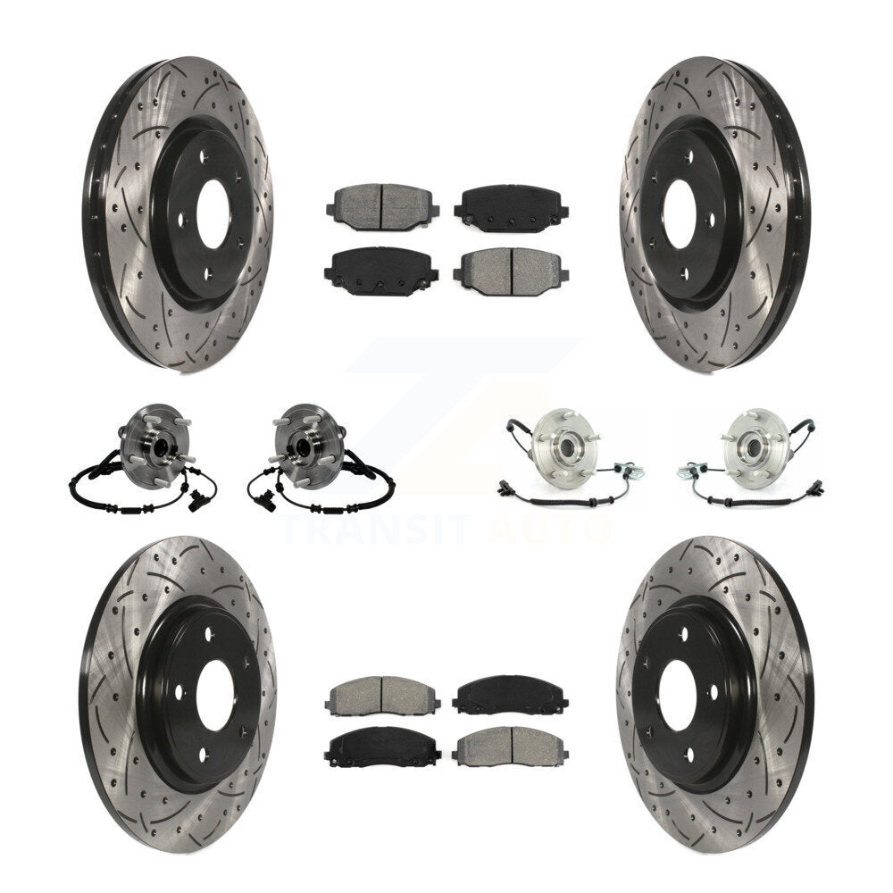 Hub Bearing Coated Brake Rotor & Pad Front Rear Kit (10Pc) For Volkswagen Routan