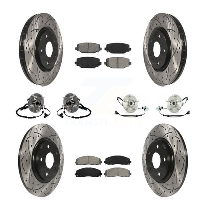 Hub Bearing Coated Brake Rotor & Pad Front Rear Kit (10Pc) For Volkswagen Routan