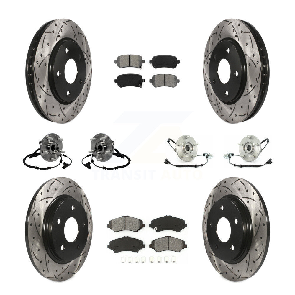 Hub Bearing Coated Brake Rotor & Pad Front Rear Kit (10Pc) For Volkswagen Routan