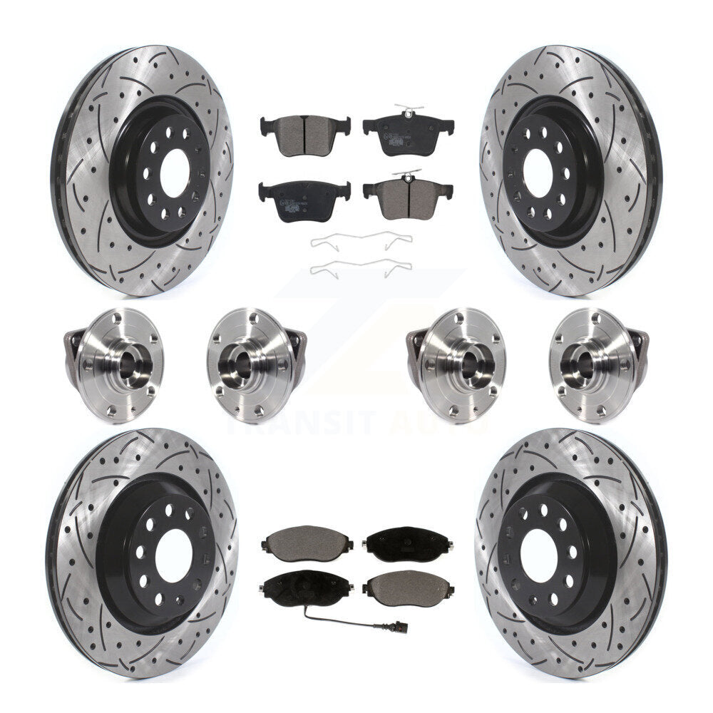 Hub Bearing Coated Brake Rotor Pads Front Rear Kit (10Pc) For Audi Q3 Volkswagen