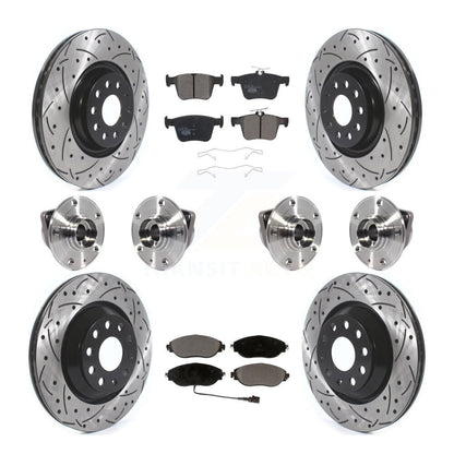 Hub Bearing Coated Brake Rotor Pads Front Rear Kit (10Pc) For Audi Q3 Volkswagen