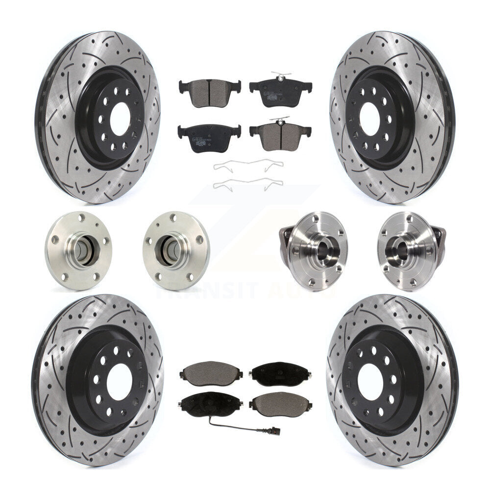 Hub Bearing Coat Brake Rotor Pad Front Rear Kit (10Pc) For Volkswagen Arteon FWD